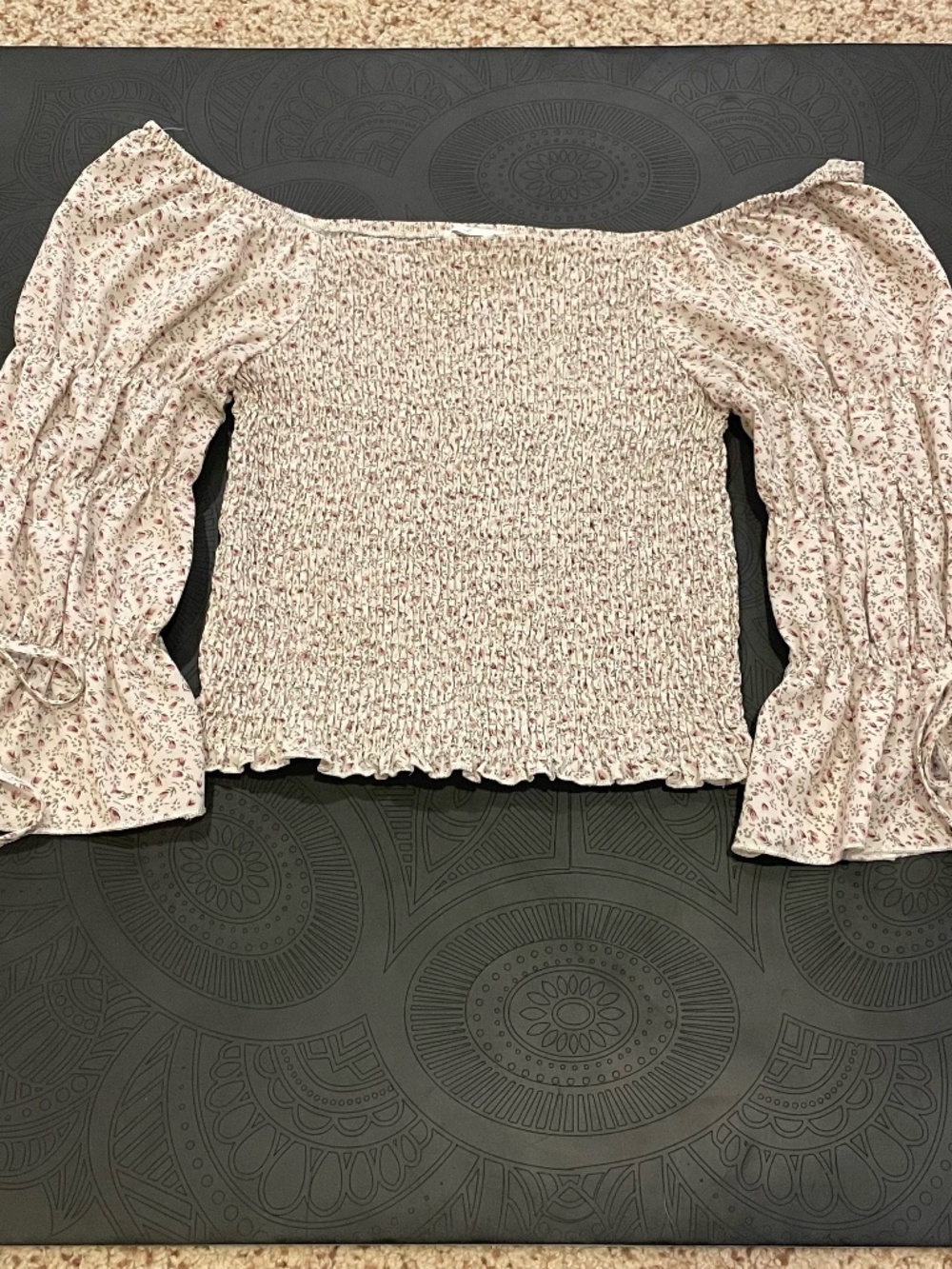 Blush J Crop Top Cream Floral Size L
